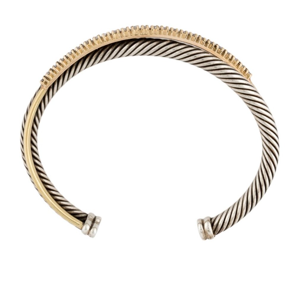 DAVID YURMAN TWO-TONE DIAMOND 1.25 CTW CROSSOVER ROW CUFF BRACELET - Picture 5 of 7
